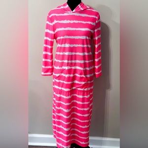 Size small pink and white tie dye hoodie style swim and beach dress